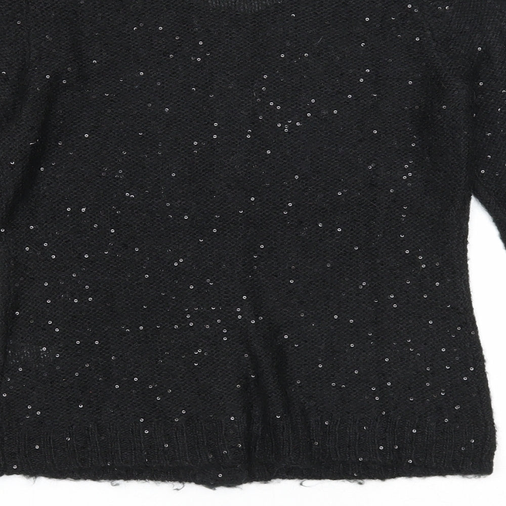 Gap Womens Black Round Neck Polyester Cardigan Jumper Size S