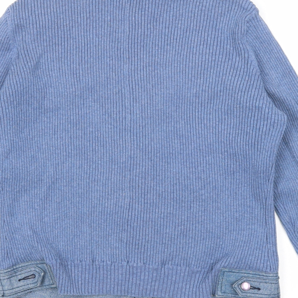 Elegance Fashion Womens Blue Cotton Jacket Size 14 Snap