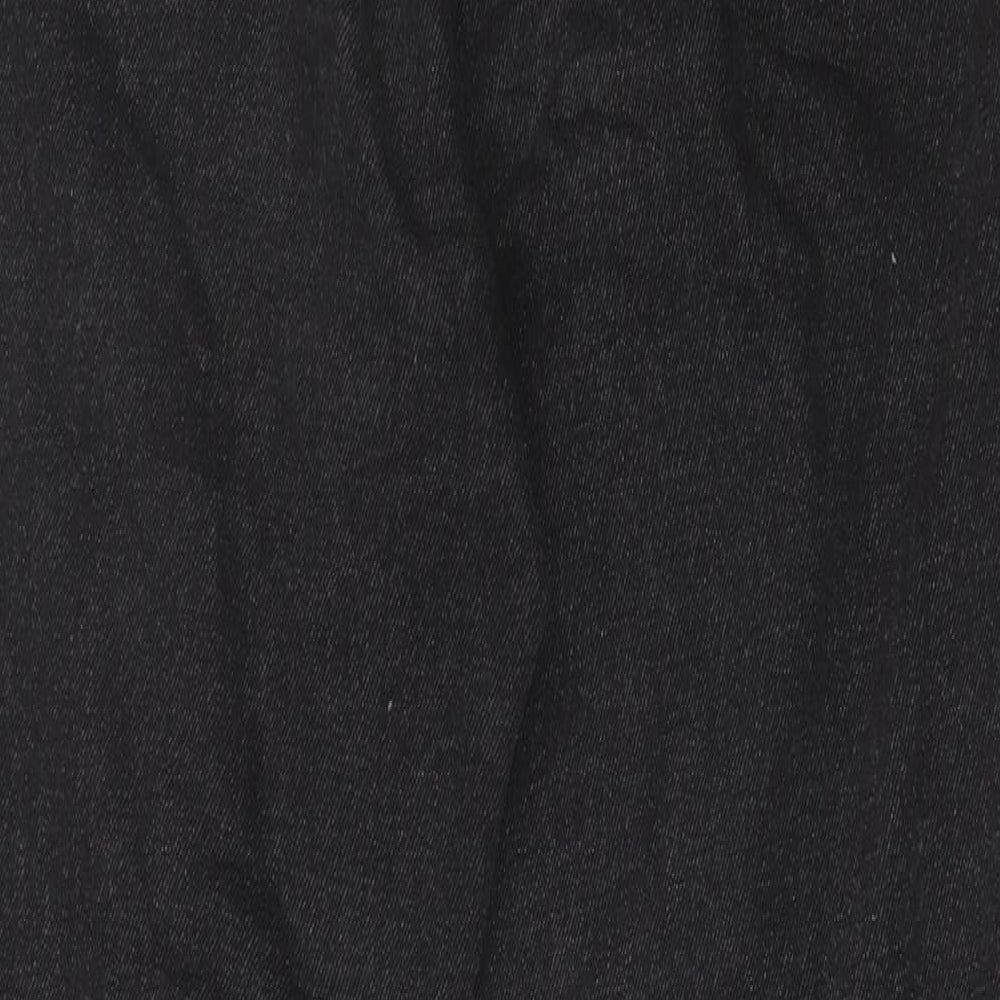 PRETTYLITTLETHING Womens Black Cotton Straight Jeans Size 6 Regular Zip