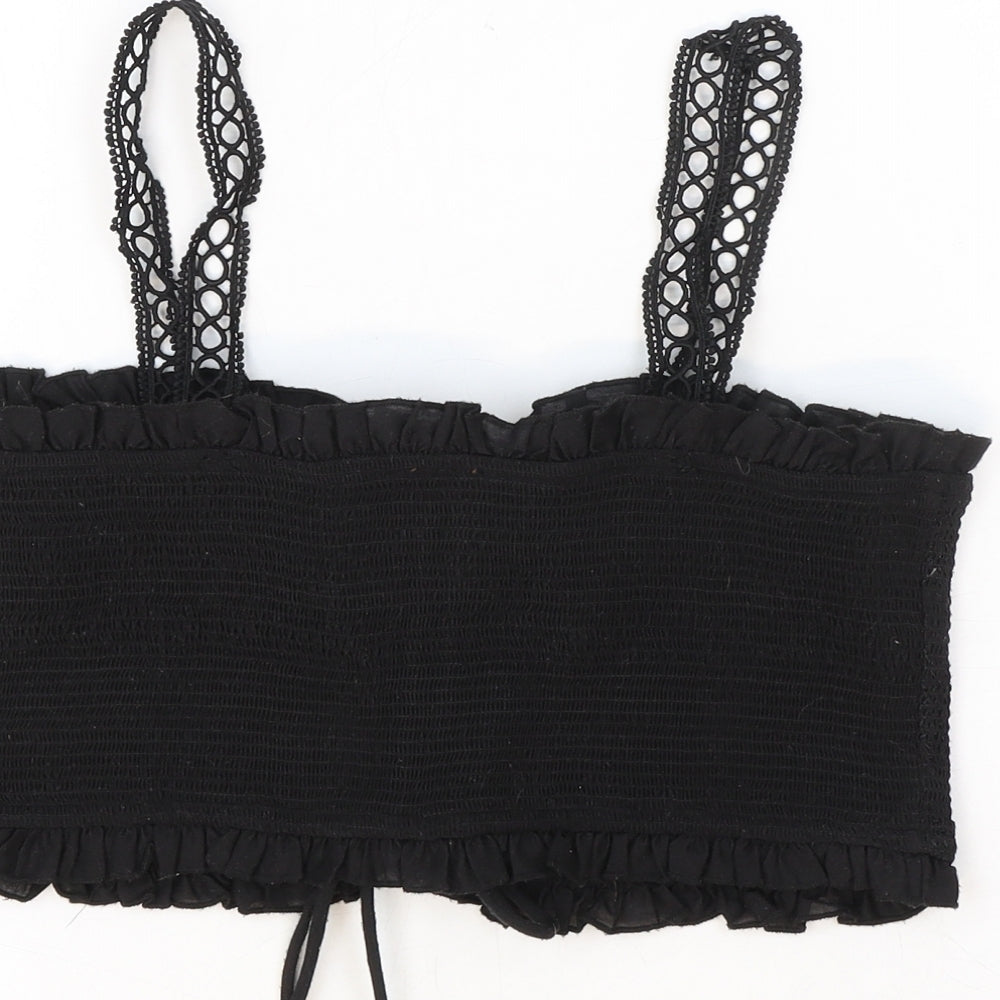 Womens UK Size S Resort Black Cropped Tank