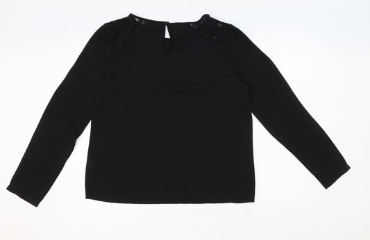 Primark Womens Black Polyester Basic Blouse Size 12 Round Neck