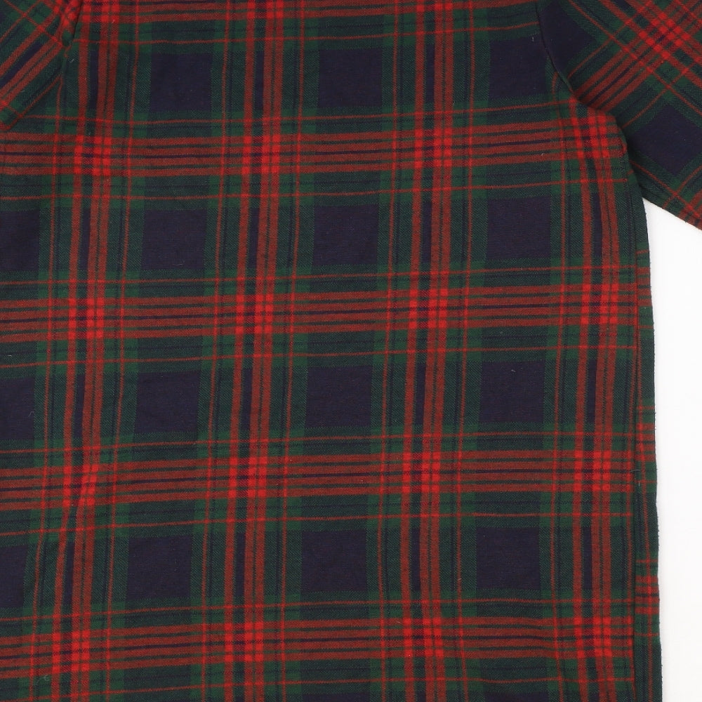 TU Womens Multicoloured Plaid Polyester A-Line Size 12 Round Neck Pullover