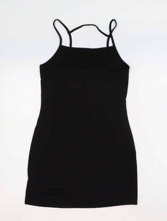 Primark Womens Black Polyester Tank Dress Size S Square Neck Pullover