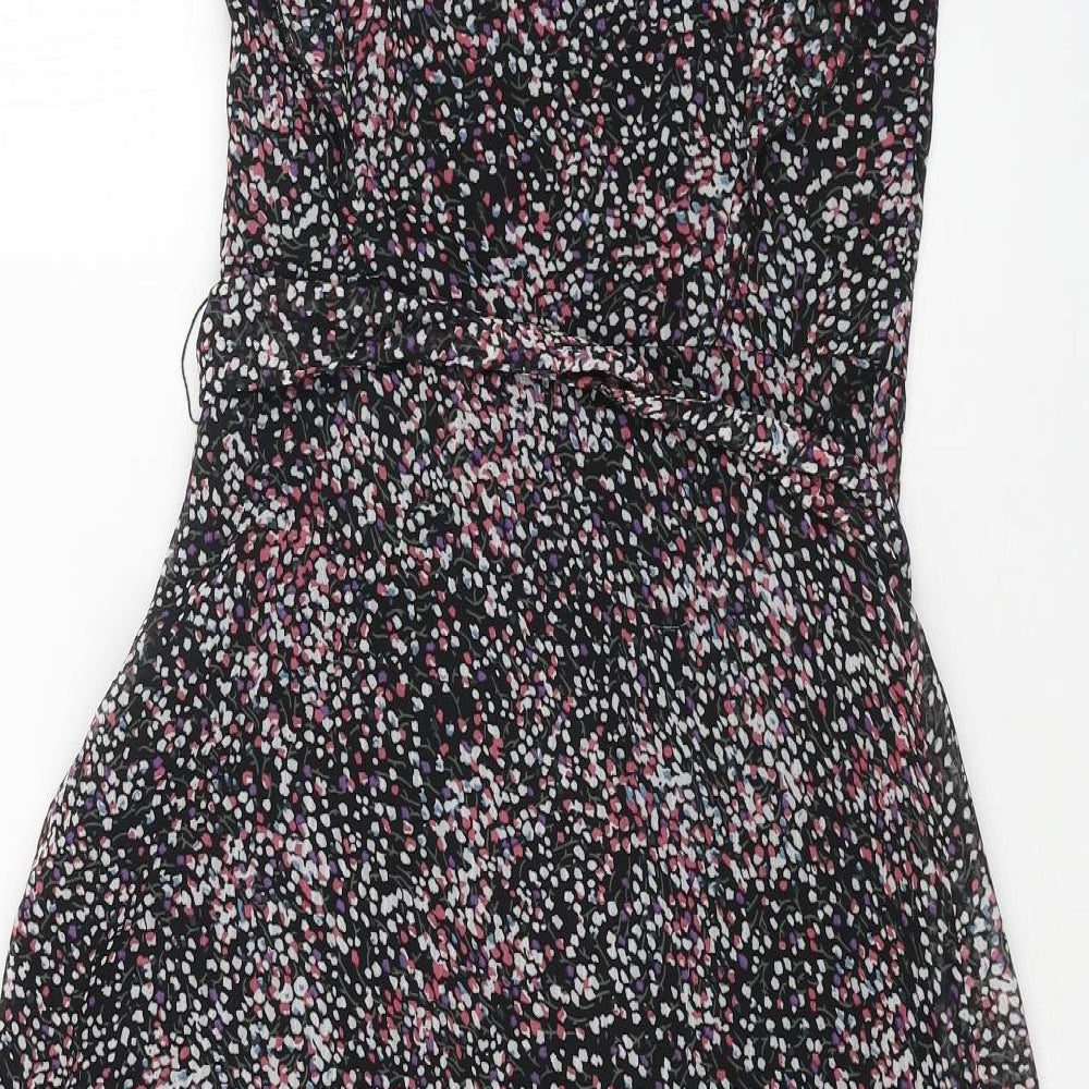 Dorothy Perkins Womens Black Geometric Polyester A-Line Size 8 Boat Neck Zip