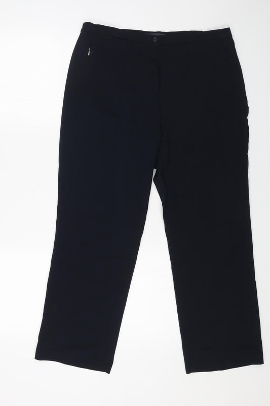 Womens UK Size 14 Marks and Spencer Regular Fit Dress Pants Blue Trousers
