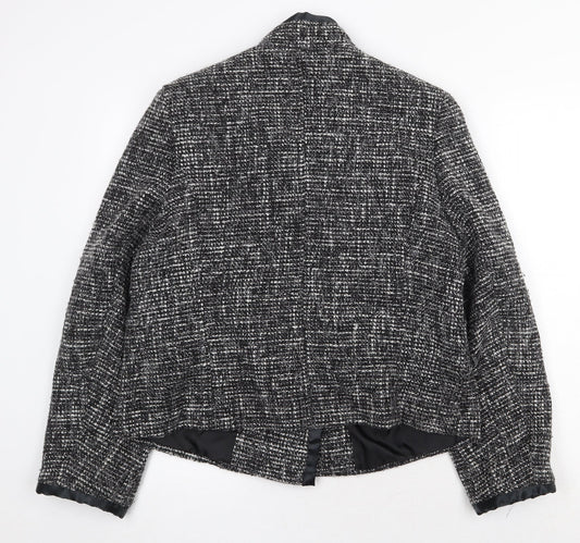 EWM Womens Grey Geometric Jacket Size 16 Button