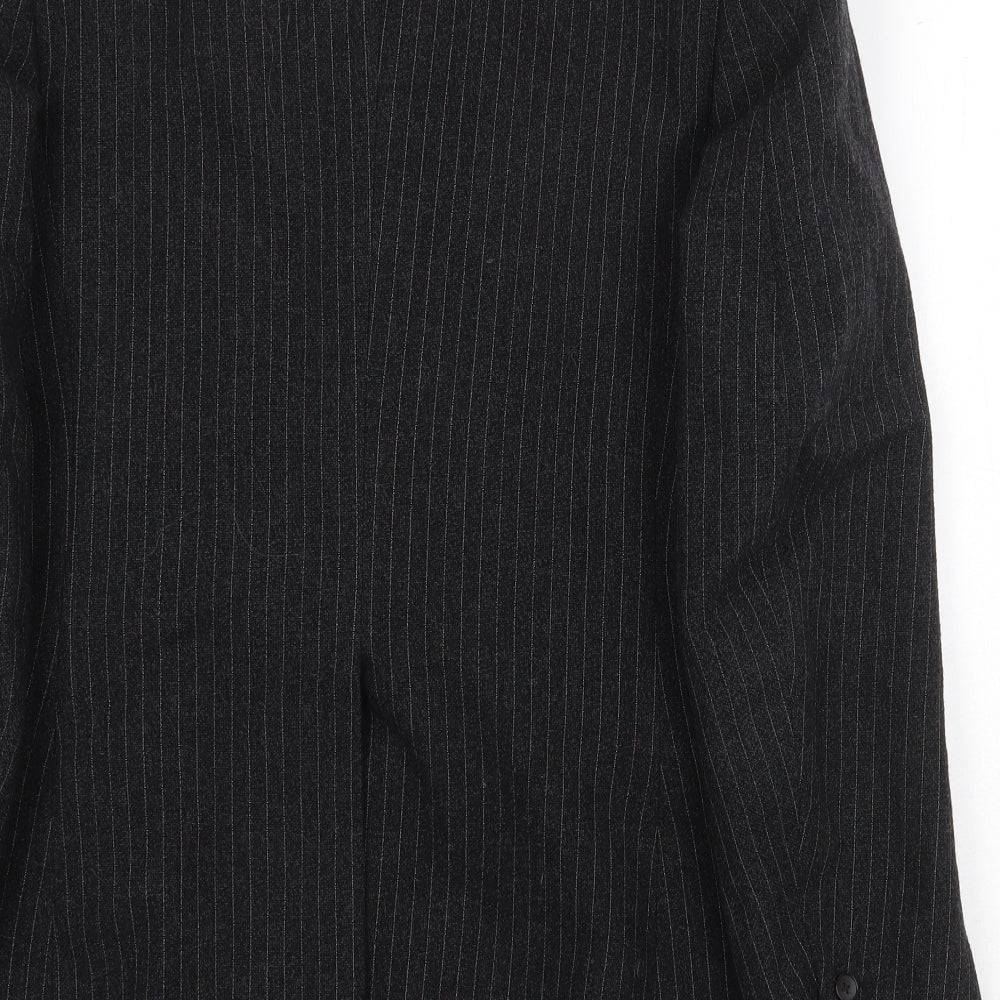 FMT Mens Black Striped Wool Jacket Suit Jacket Size 40 Regular