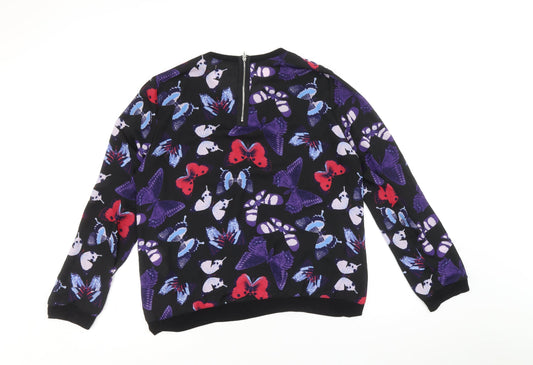 Apricot Womens Black Round Neck Geometric Polyester Pullover Jumper Size 12 - Butterfly Pattern