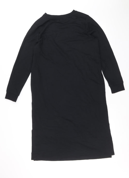 TU Womens Black Polyester A-Line Size 12 Round Neck Pullover