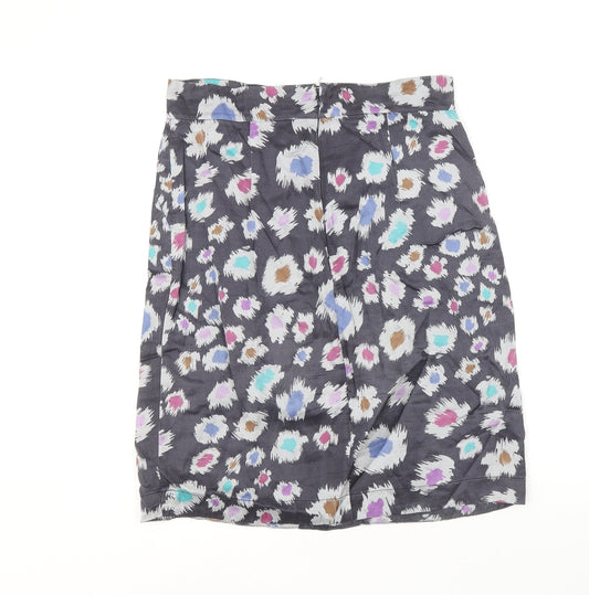 Great Plains London Womens Grey Geometric Viscose Straight & Pencil Skirt Size 12 Zip