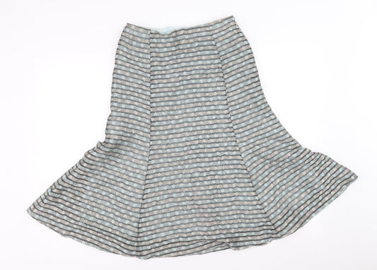 Minuet Womens Grey Geometric Polyester Swing Skirt Size 8 Zip
