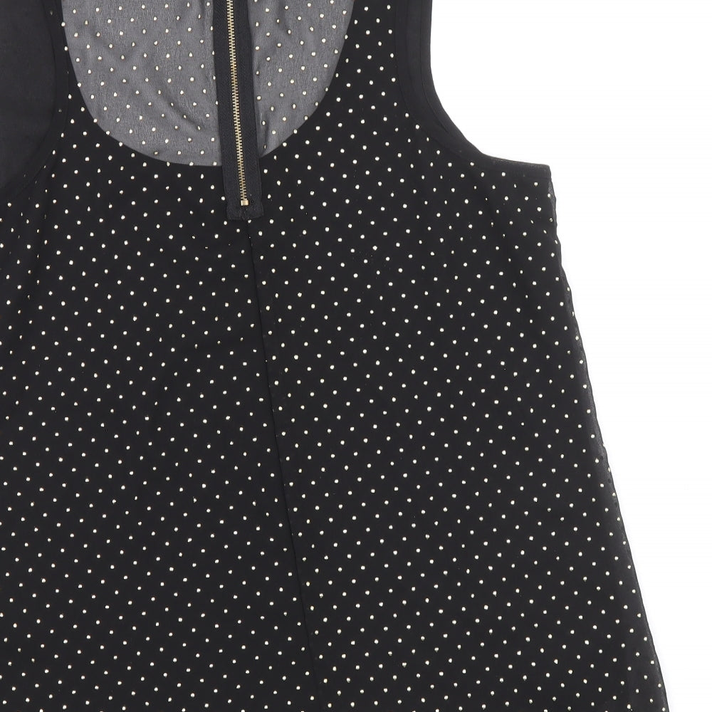 Buala Womens Black Polka Dot Polyester Basic Tank Size M Round Neck