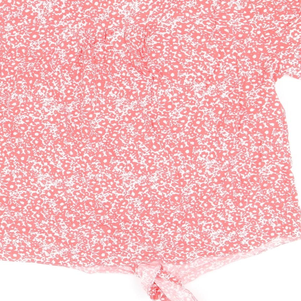 George Womens Pink Geometric Viscose Basic Blouse Size 8 V-Neck