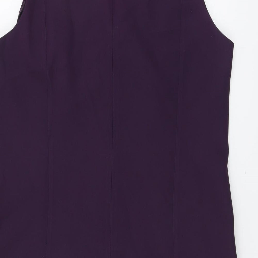 Simon Jersey Womens Purple Polyester A-Line Size 16 Round Neck Zip
