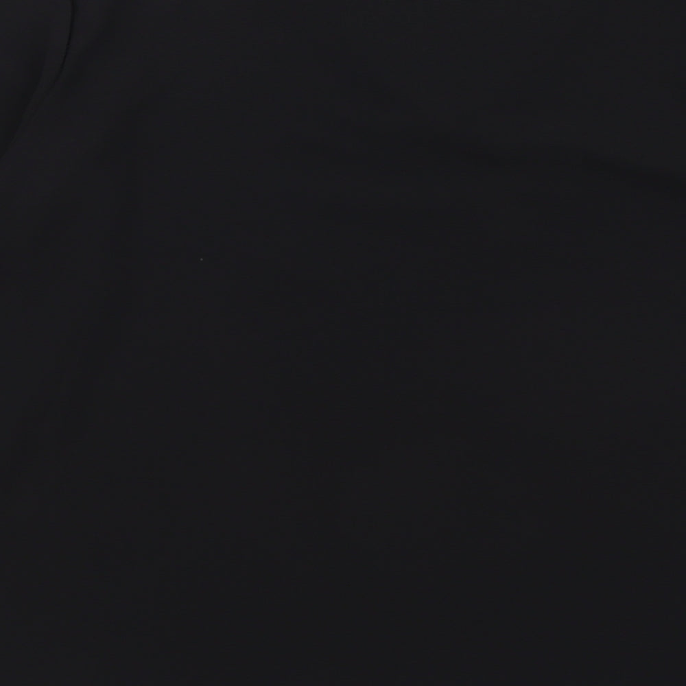 SheIn Womens Black Polyester Basic Blouse Size M V-Neck - Sleeve Tie Detail