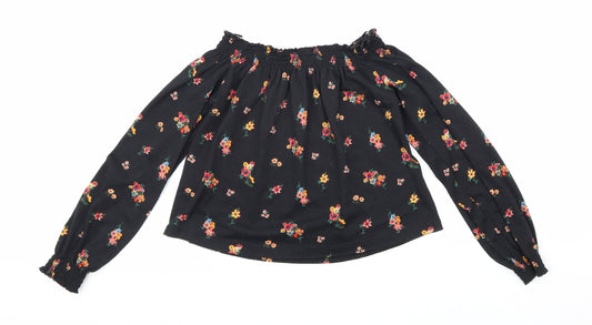 Womens UK Size XS Divided Black Cropped Blouse