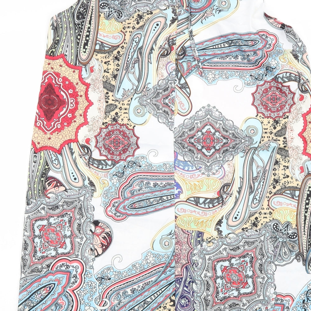 SheIn Womens Multicoloured Plaid Polyester A-Line Size M Round Neck Tie