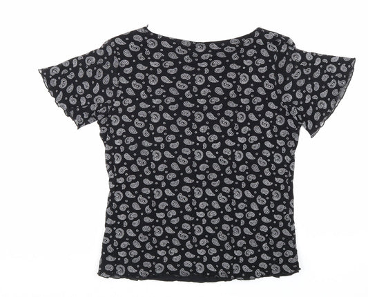 Womens UK Size M Preworn Black Basic T-Shirt