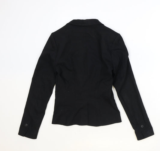 H&M Womens Black Polyester Jacket Blazer Size 6