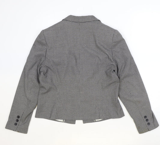 Marks and Spencer Womens Black Geometric Polyester Jacket Blazer Size 14