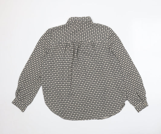 Womens UK Size M H&M Black Basic Button-Up