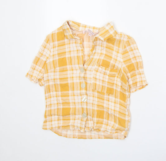 Womens UK Size 6 Miss Selfridge Yellow Cropped Button-Up