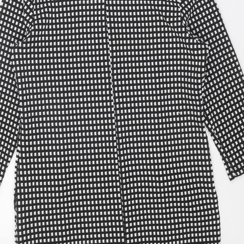 TU Womens Black Geometric Polyester A-Line Size 14 Round Neck Pullover