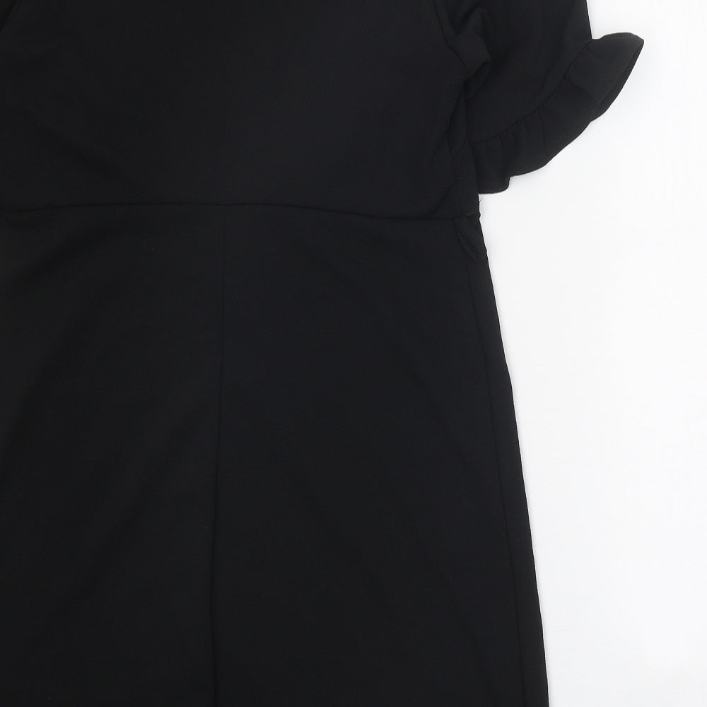 Boohoo Womens Black Polyester Fit & Flare Size 12 Round Neck Pullover