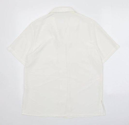 Womens UK Size 10 Preworn White Basic Button-Up