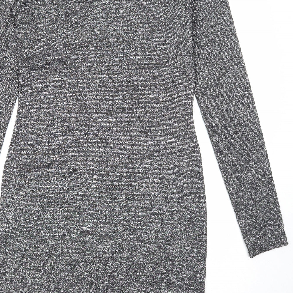 Atmosphere Womens Silver Polyester A-Line Size 12 Round Neck Pullover - Cold Shoulder