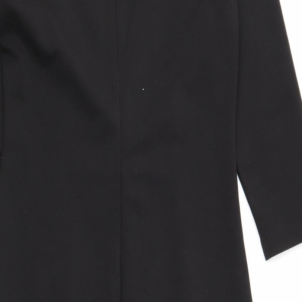 Elise & Clemence Womens Black Colourblock Cotton A-Line Size 10 Round Neck Zip
