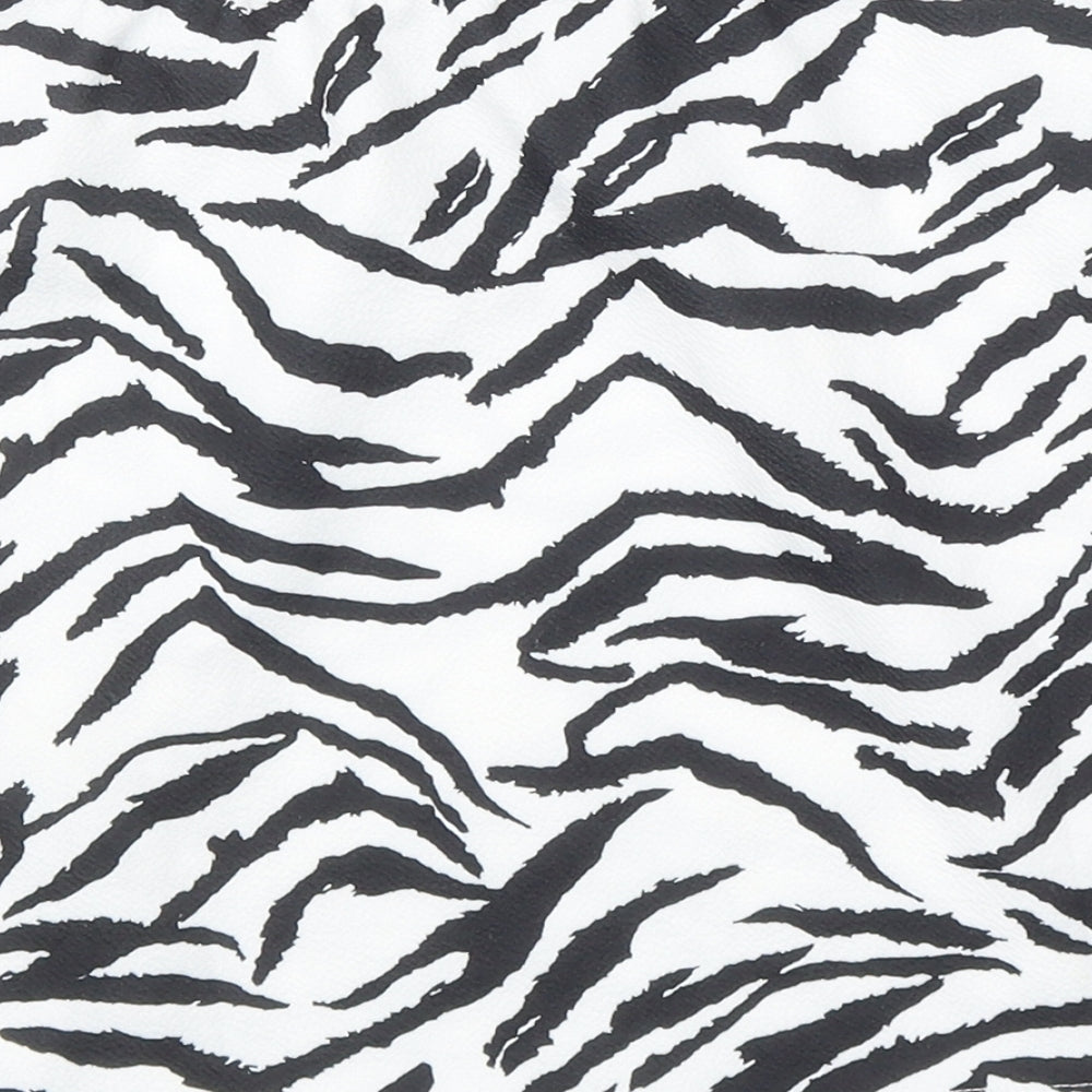 SheIn Womens Black Animal Print Polyester Bandage Skirt Size S - Zebra Pattern