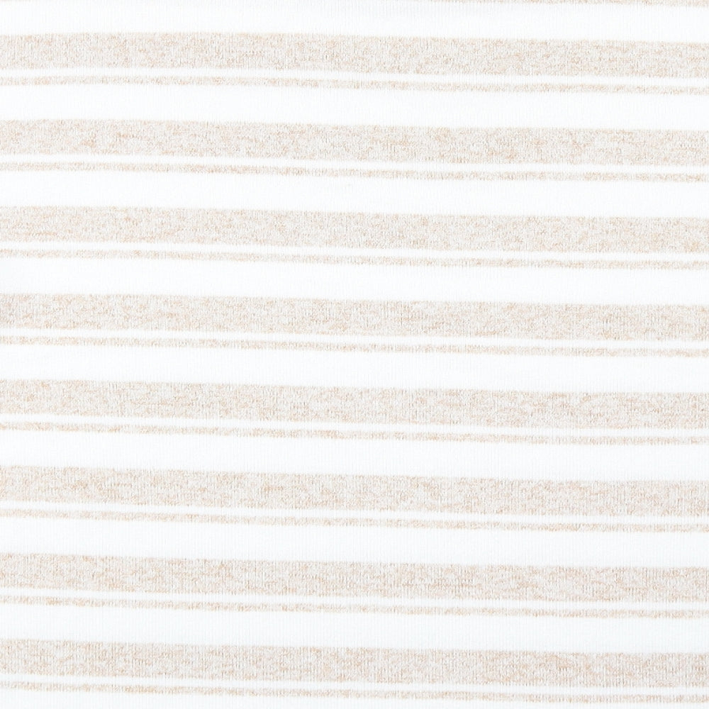 Nutmeg Womens Beige Striped Polyester Basic Blouse Size 12 Scoop Neck