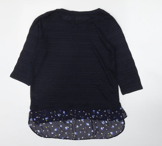 George Womens Blue Round Neck Floral Polyester Pullover Jumper Size 14