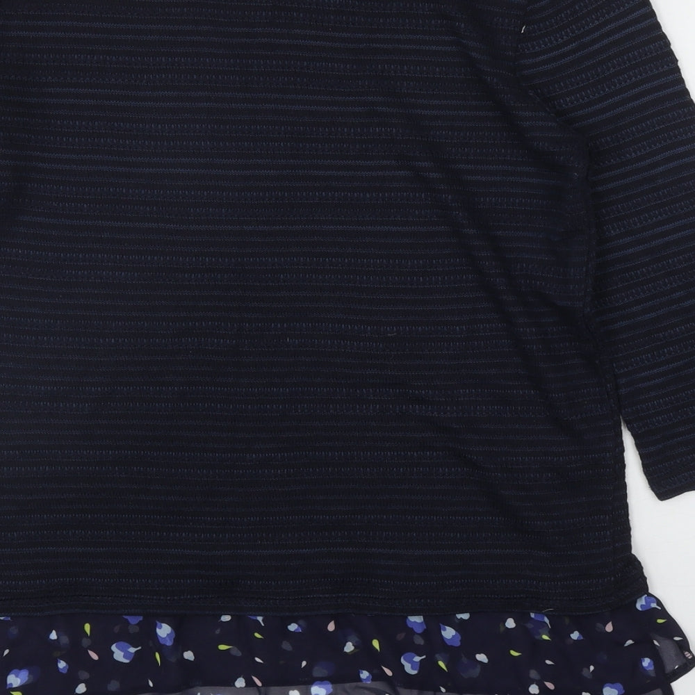 George Womens Blue Round Neck Floral Polyester Pullover Jumper Size 14