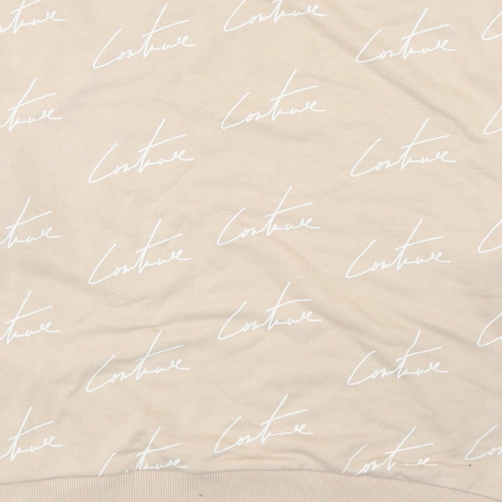 The Couture Club Womens Beige Cotton Pullover Sweatshirt Size XS Pullover