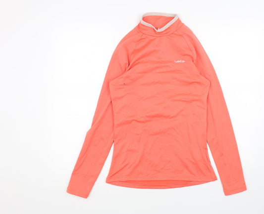 Decathlon Womens Orange Polyester Pullover Sweatshirt Size M Zip