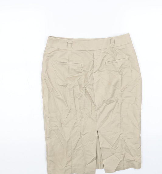 Autograph Womens Beige Cotton Straight & Pencil Skirt Size 8 Zip