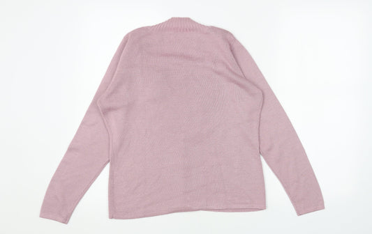 Damart Womens Purple Square Neck Floral Acrylic Pullover Jumper Size 10