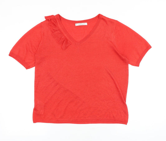 Womens UK Size XS Mango Red Basic Blouse