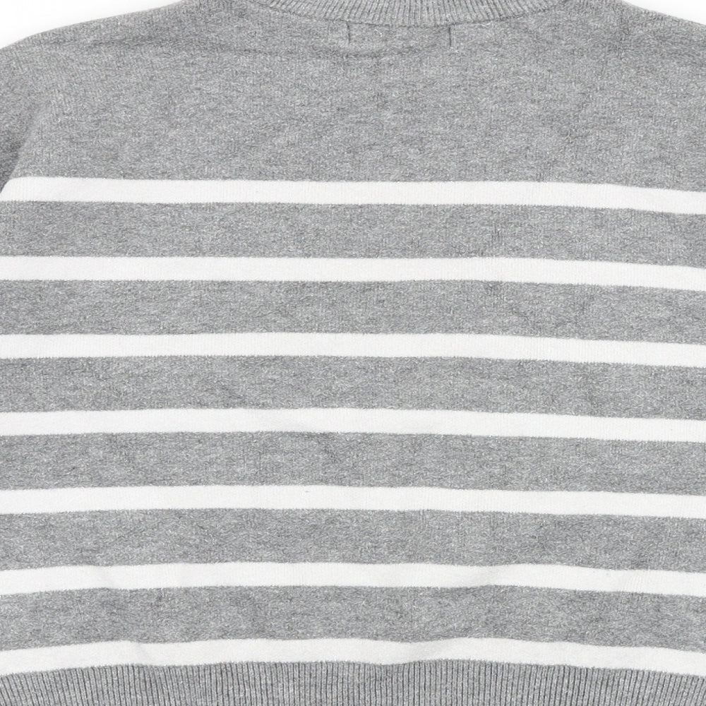 Primark Womens Grey High Neck Striped Viscose Pullover Jumper Size S
