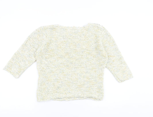 Frank Saul Womens Green Round Neck Cotton Pullover Jumper Size S