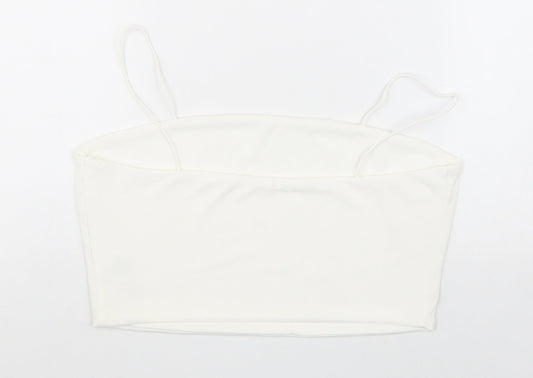 SheIn Womens White Polyester Cropped Tank Size L Square Neck