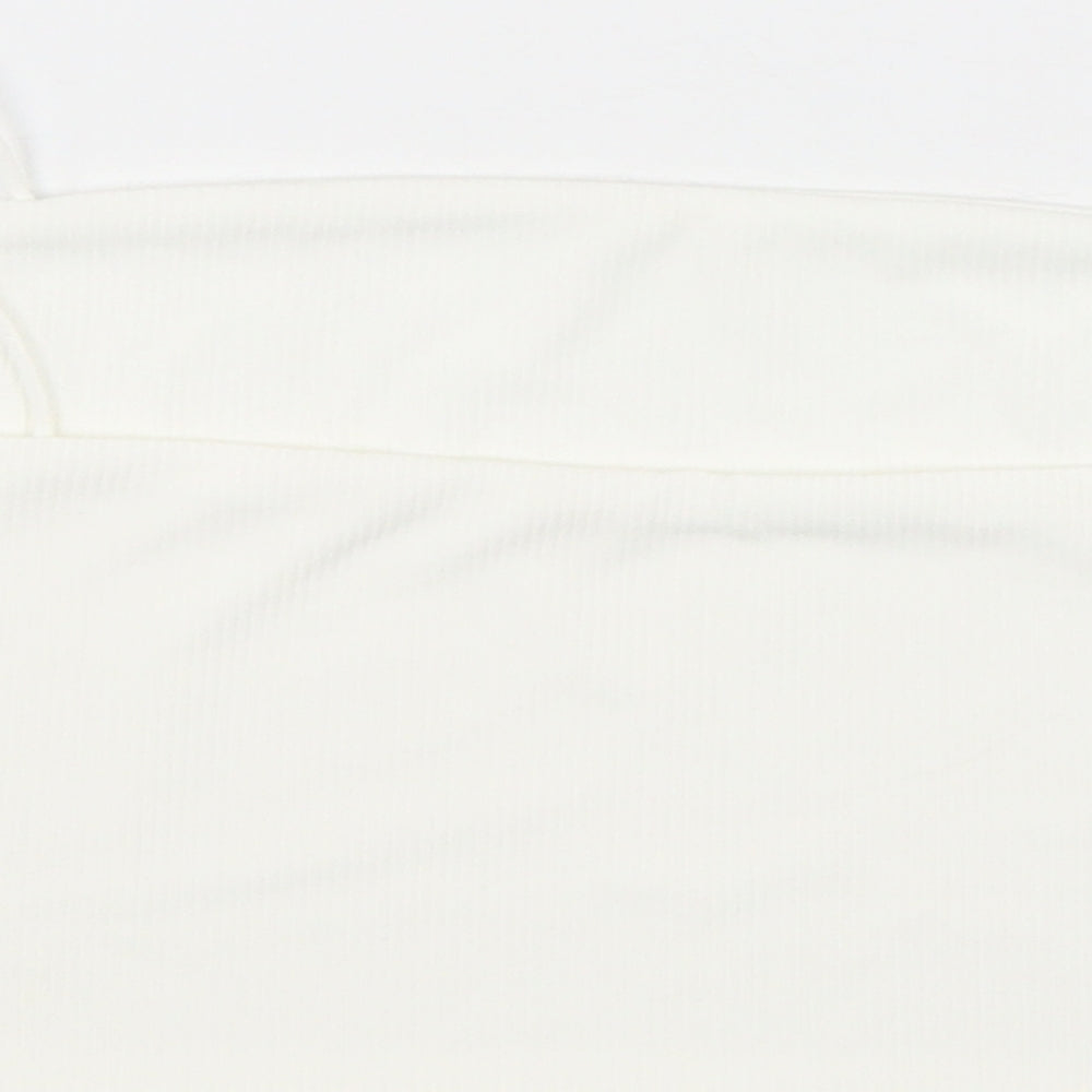 SheIn Womens White Polyester Cropped Tank Size L Square Neck