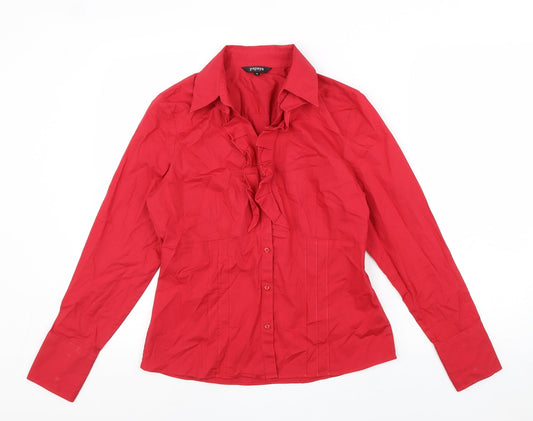 Womens UK Size 12 Papaya Red Basic Button-Up