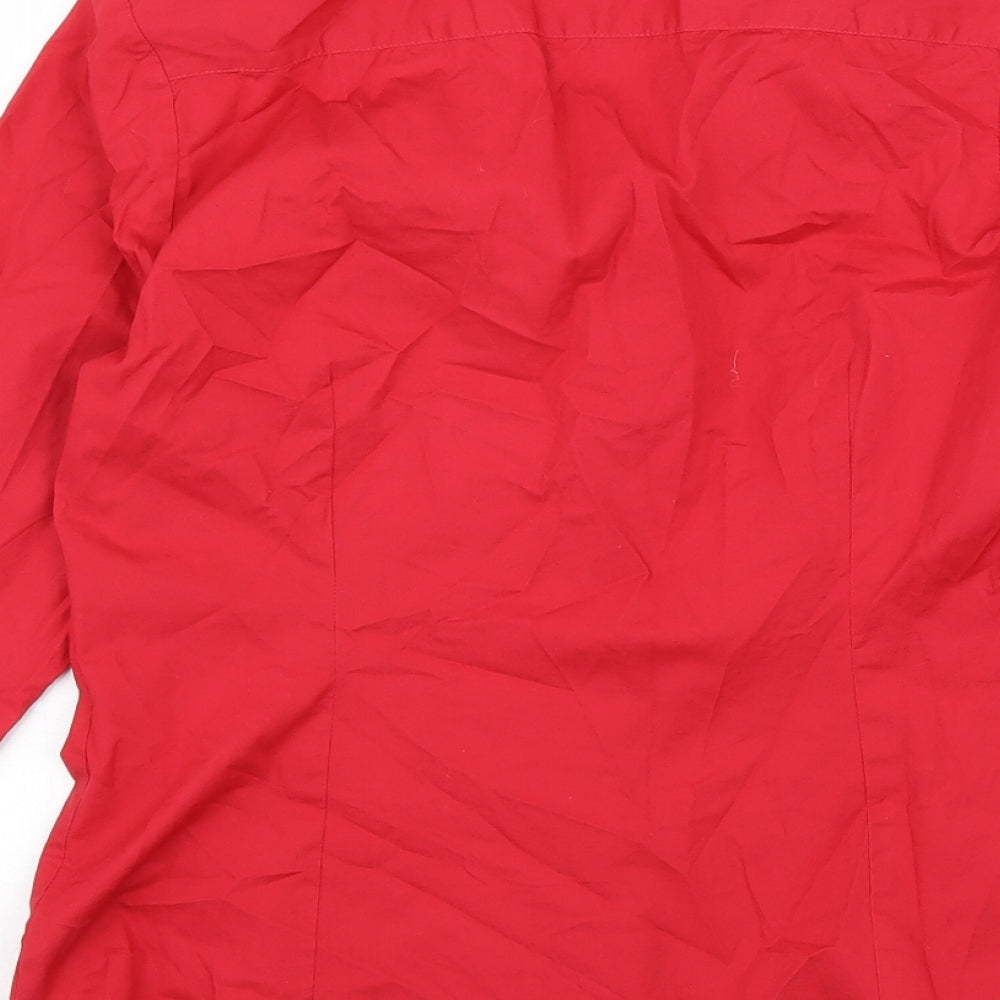 Womens UK Size 12 Papaya Red Basic Button-Up