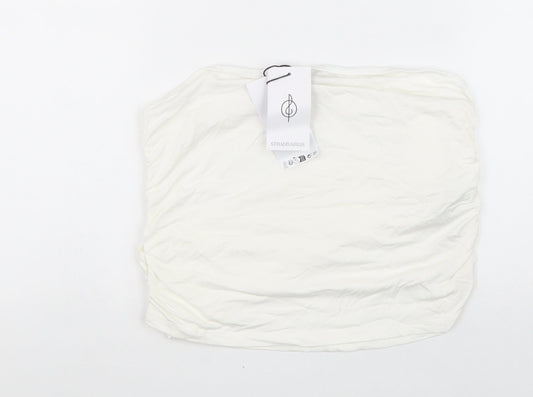 Womens UK Size XL Stradivarius White Cropped Blouse