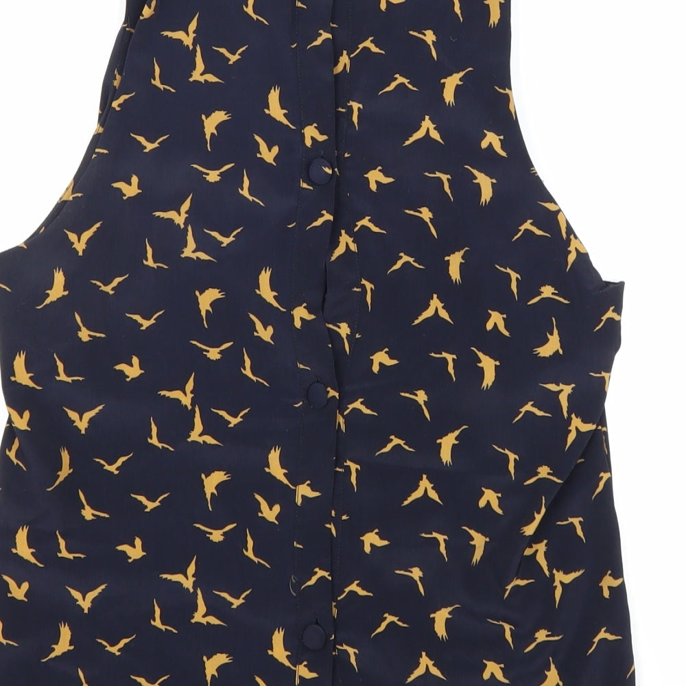 Glamorous Womens Black Geometric Polyester Basic Tank Size 10 Round Neck - Bird Pattern