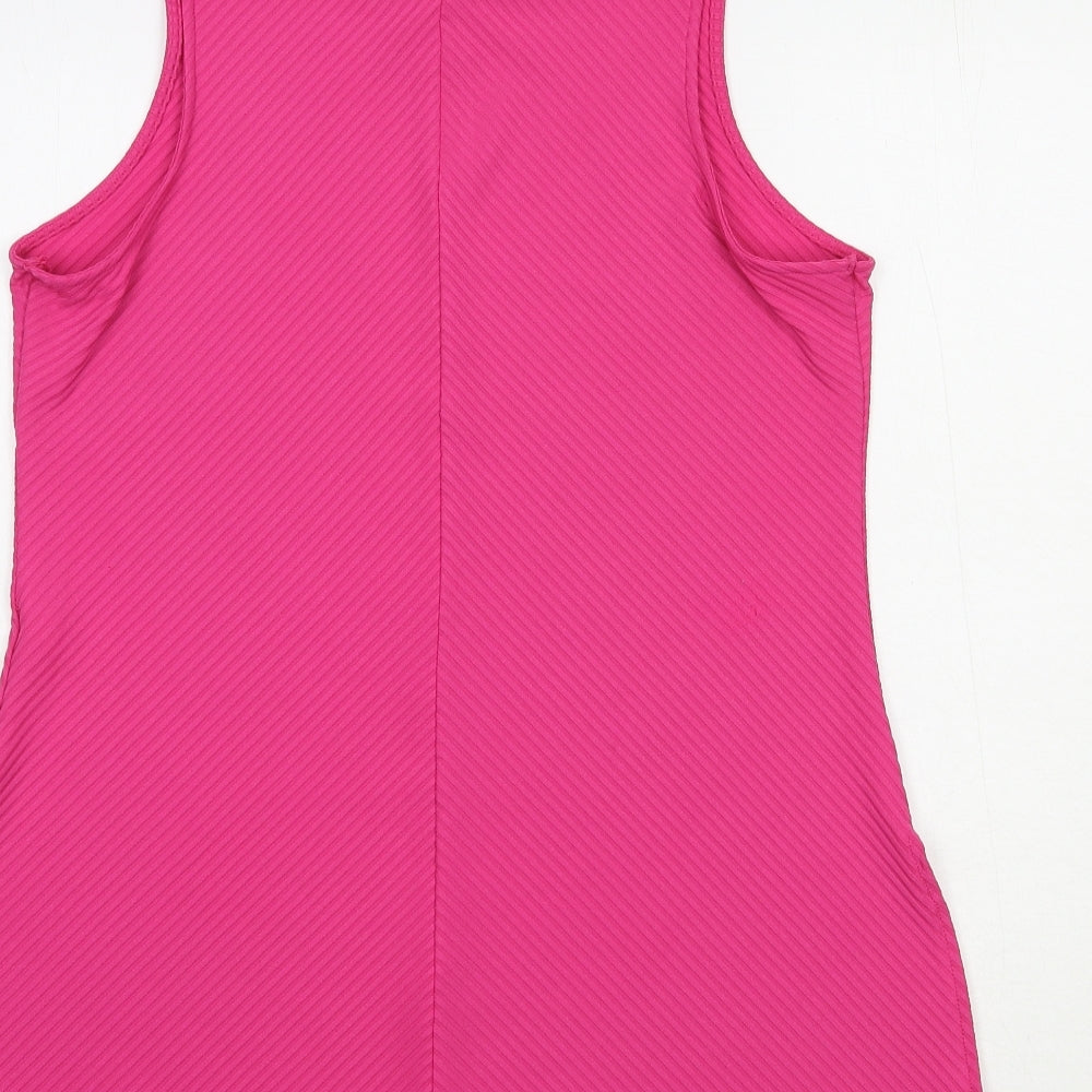 TU Womens Pink Cotton Basic Tank Size 14 Round Neck