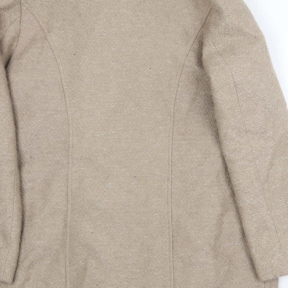 Brand and care label for Originals women’s beige biker coat, size UK 18, zip